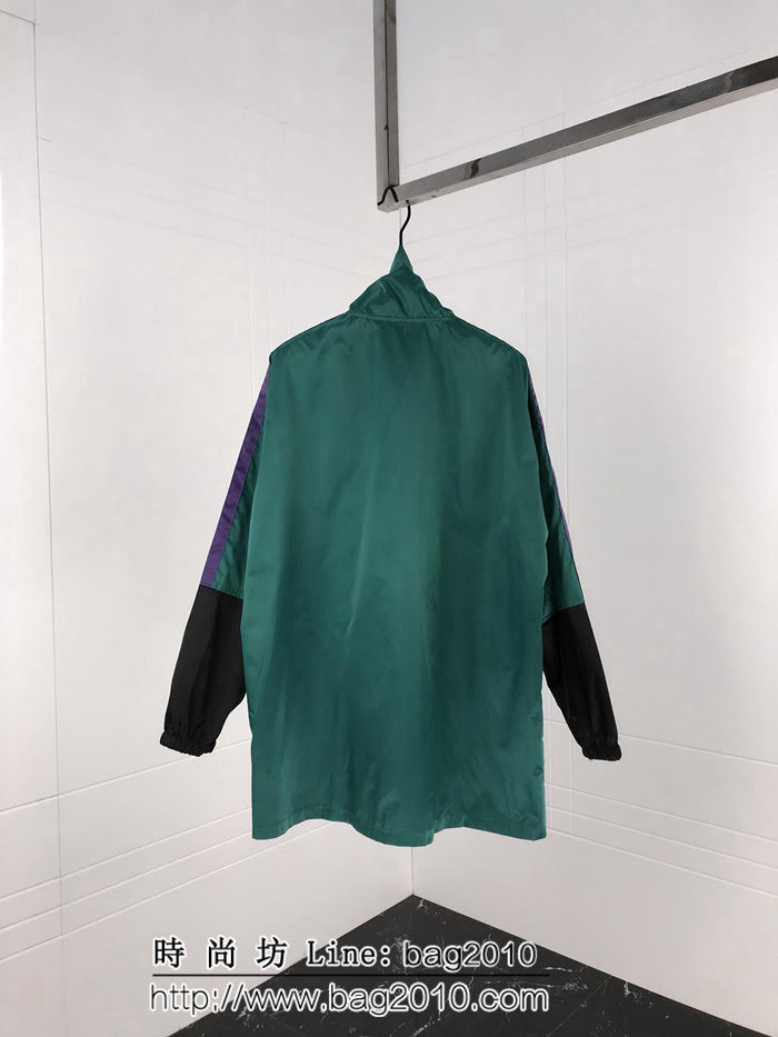 BALENCIAGA巴黎世家 18秋冬綠紫黑 拼接防風 風衣夾克 情侶款 ydi1943